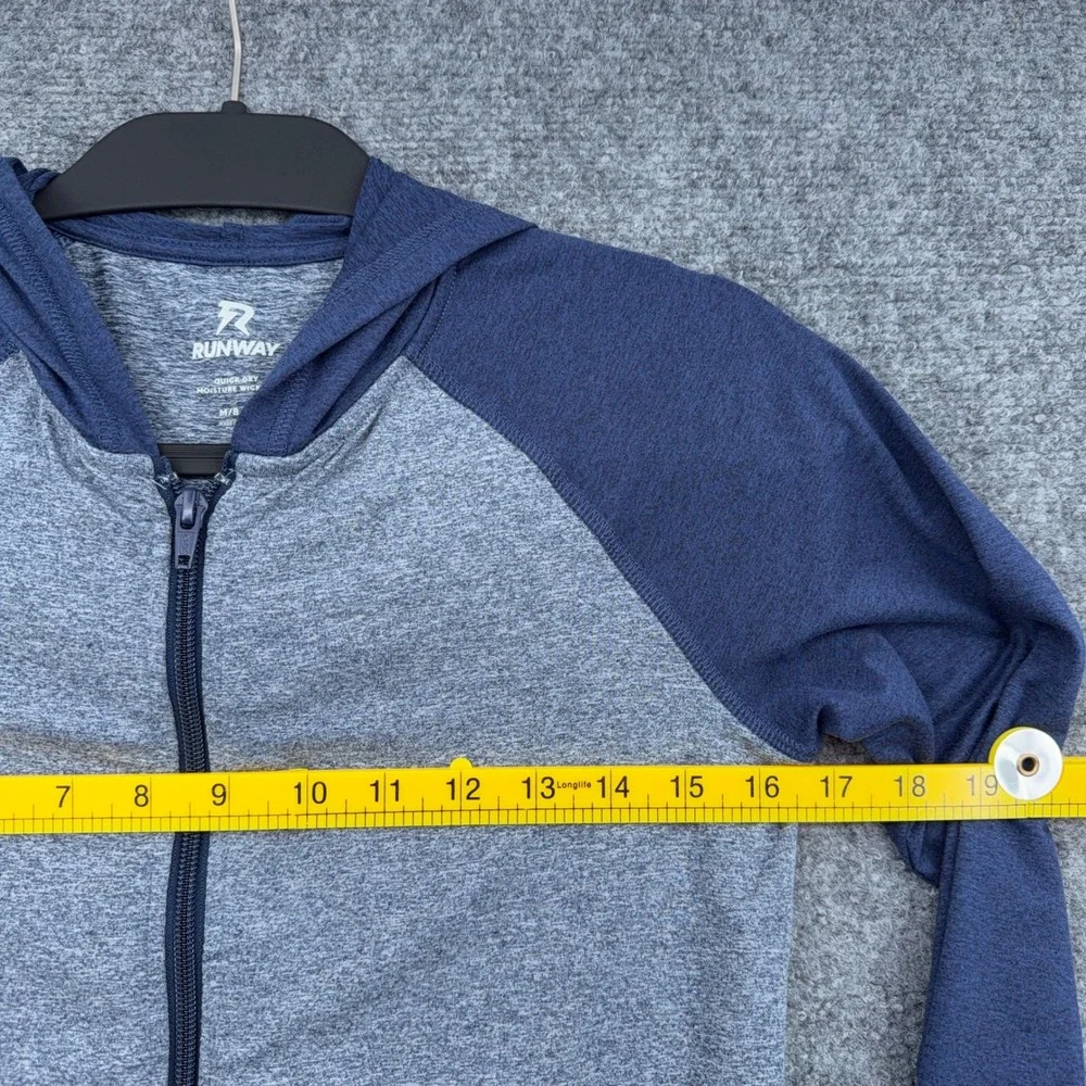 Runway Full Zip Hoodie Girls Size M 8-10 Polyester Spandex Blue Space Dye